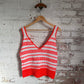 1970s Orange Knitted Vest Tank Top Blouse