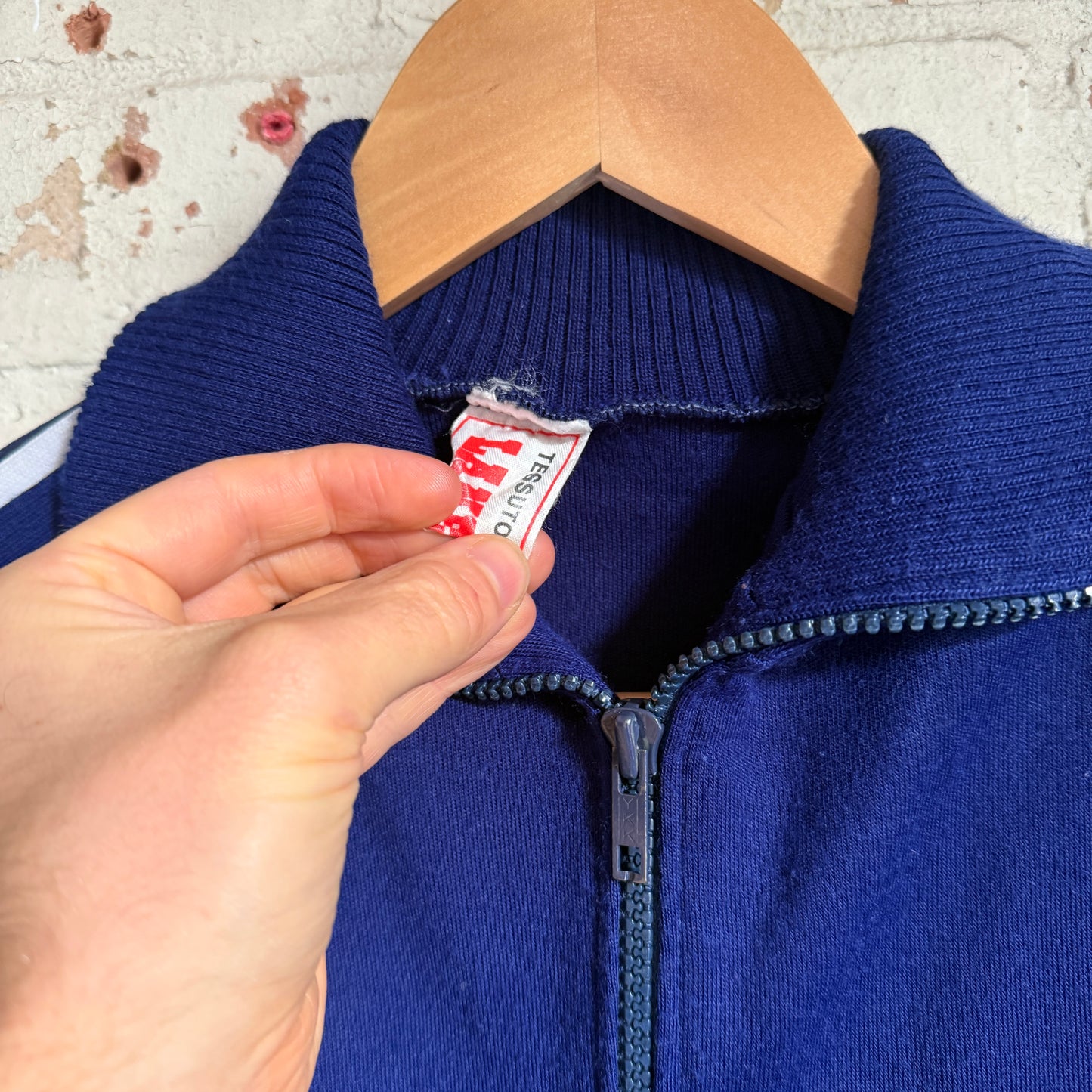 1970s Navy Italian Zip Up Track Top Jumper