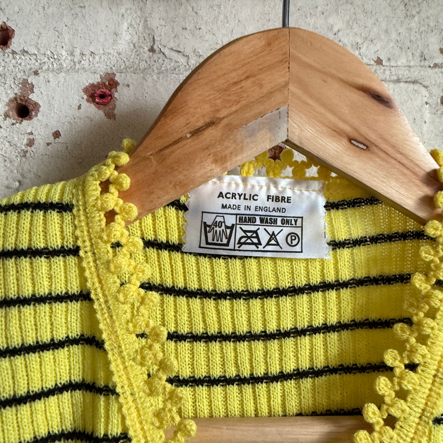 1970s Yellow Stripe Knitted Long Sleeve Top