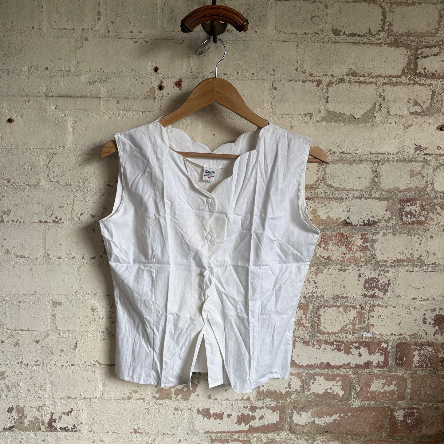 1940s White Poplin Cotton British Dead stock Blouse Top