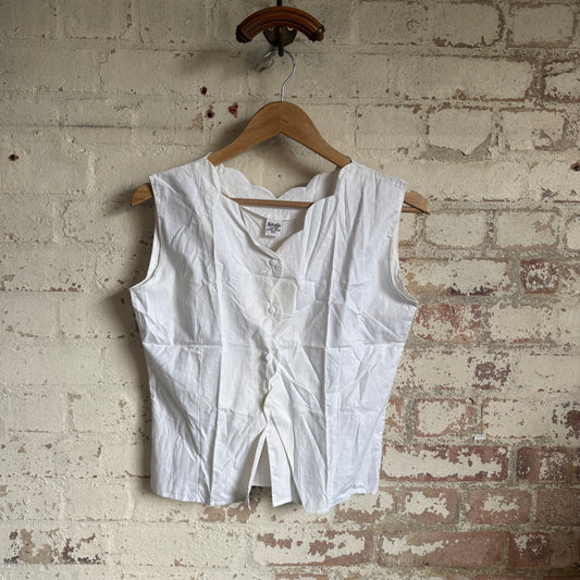 1940s White Poplin Cotton British Dead stock Blouse Top