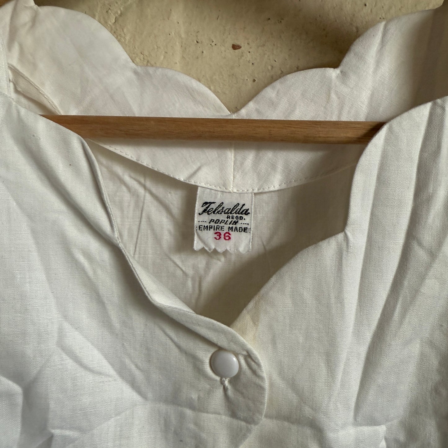 1940s White Poplin Cotton British Dead stock Blouse Top