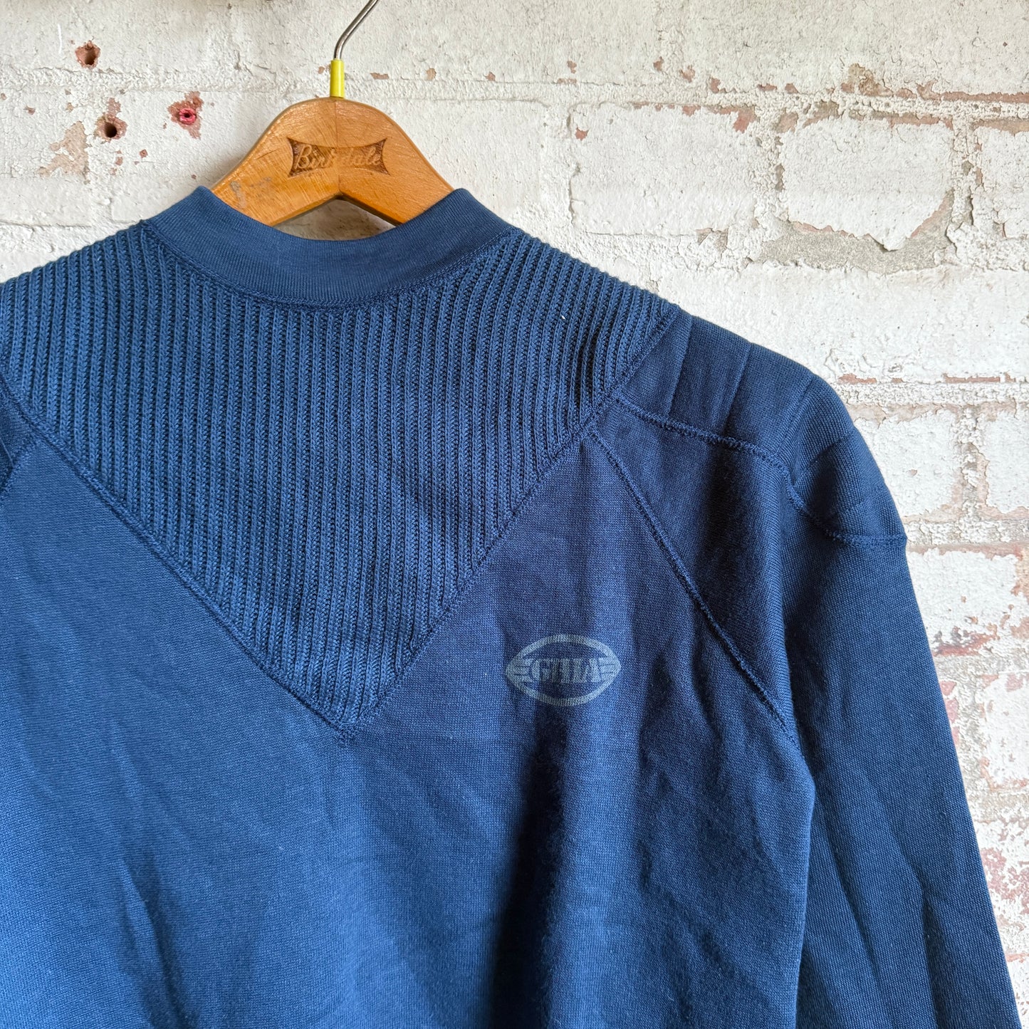 1980s Navy Unusual Graphic Sweatshirt Jumper