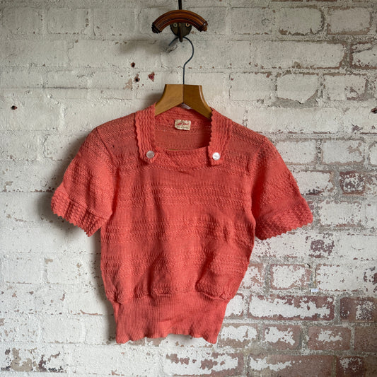 1940s Peach Wool Knitted British Jumper
