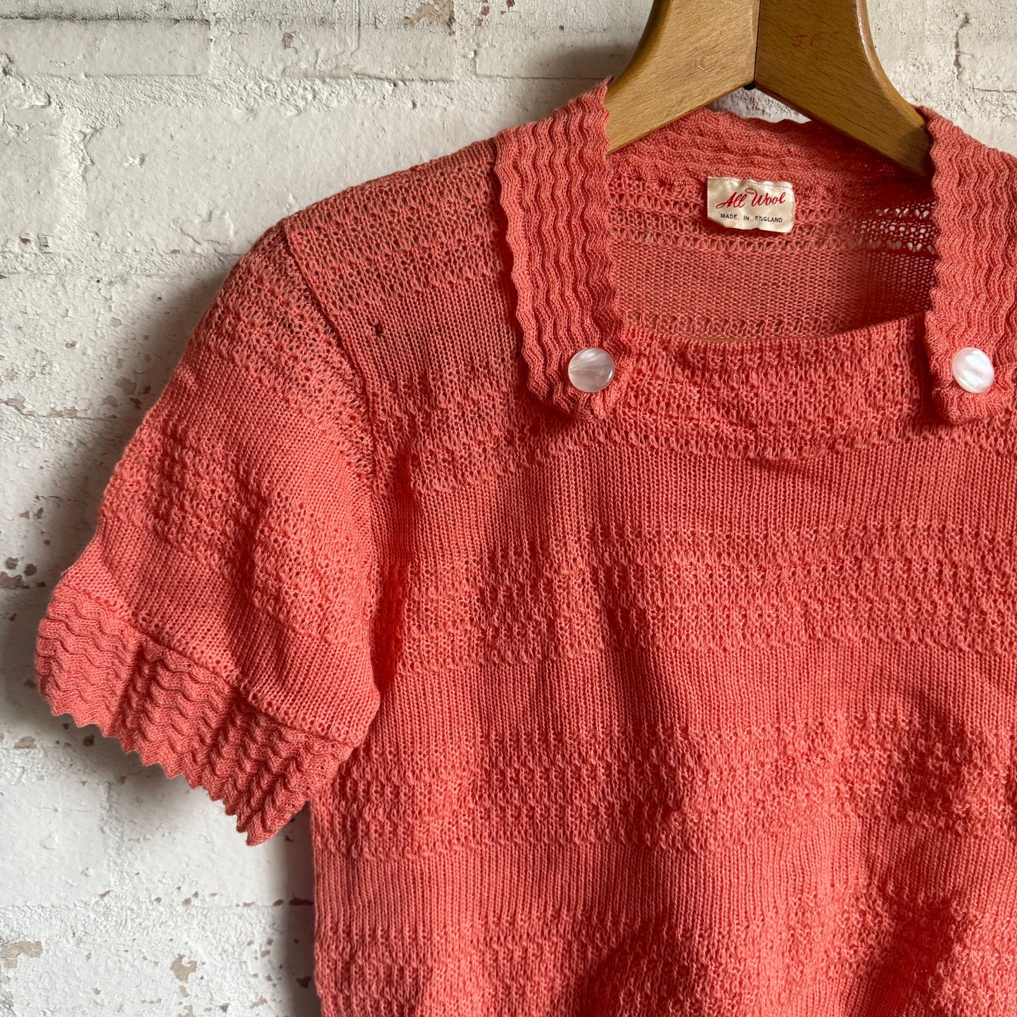 1940s Peach Wool Knitted British Jumper