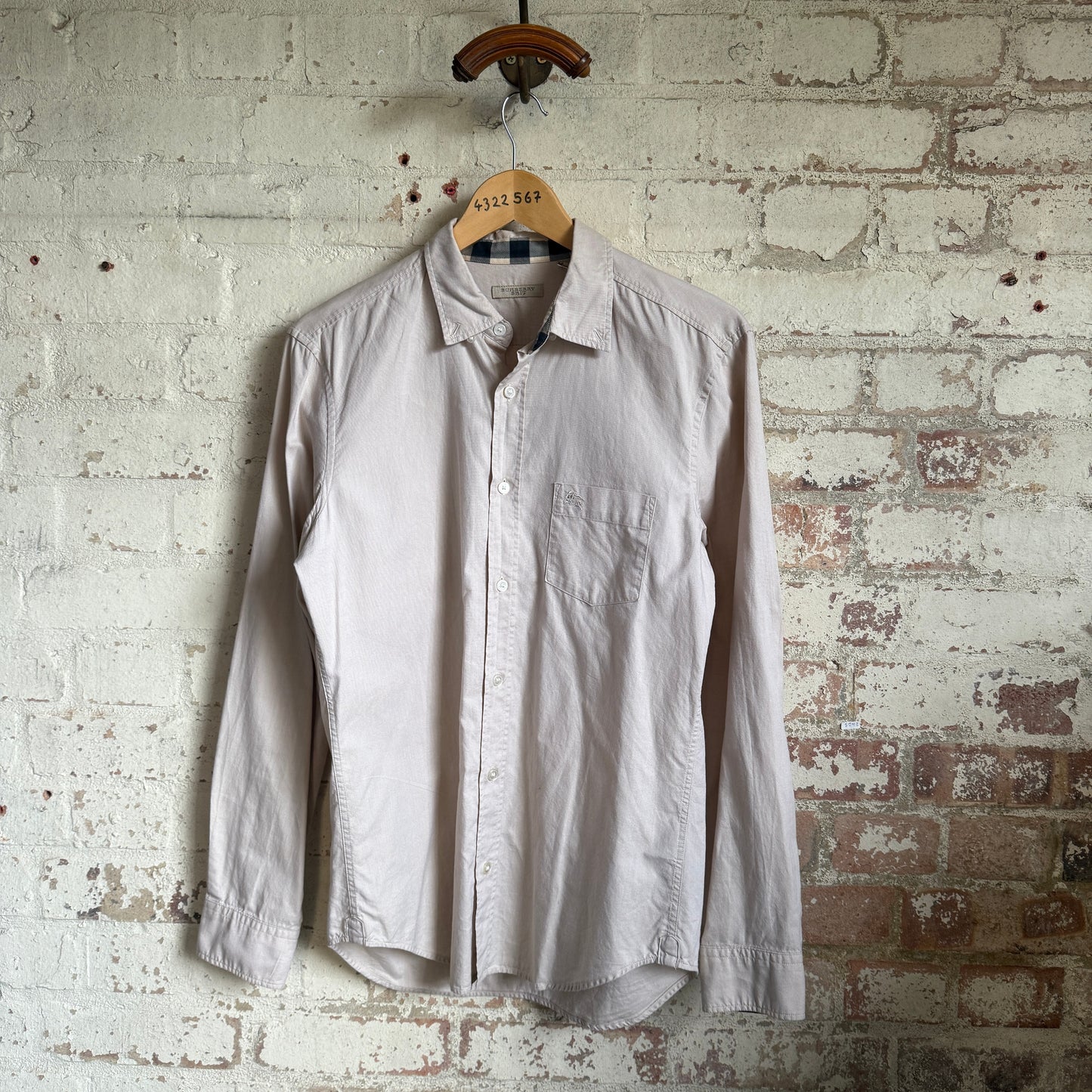 Beige Burberry Brit Cotton Button Up Shirt