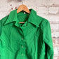 1970s Green Dagger Collar Cotton Shirt