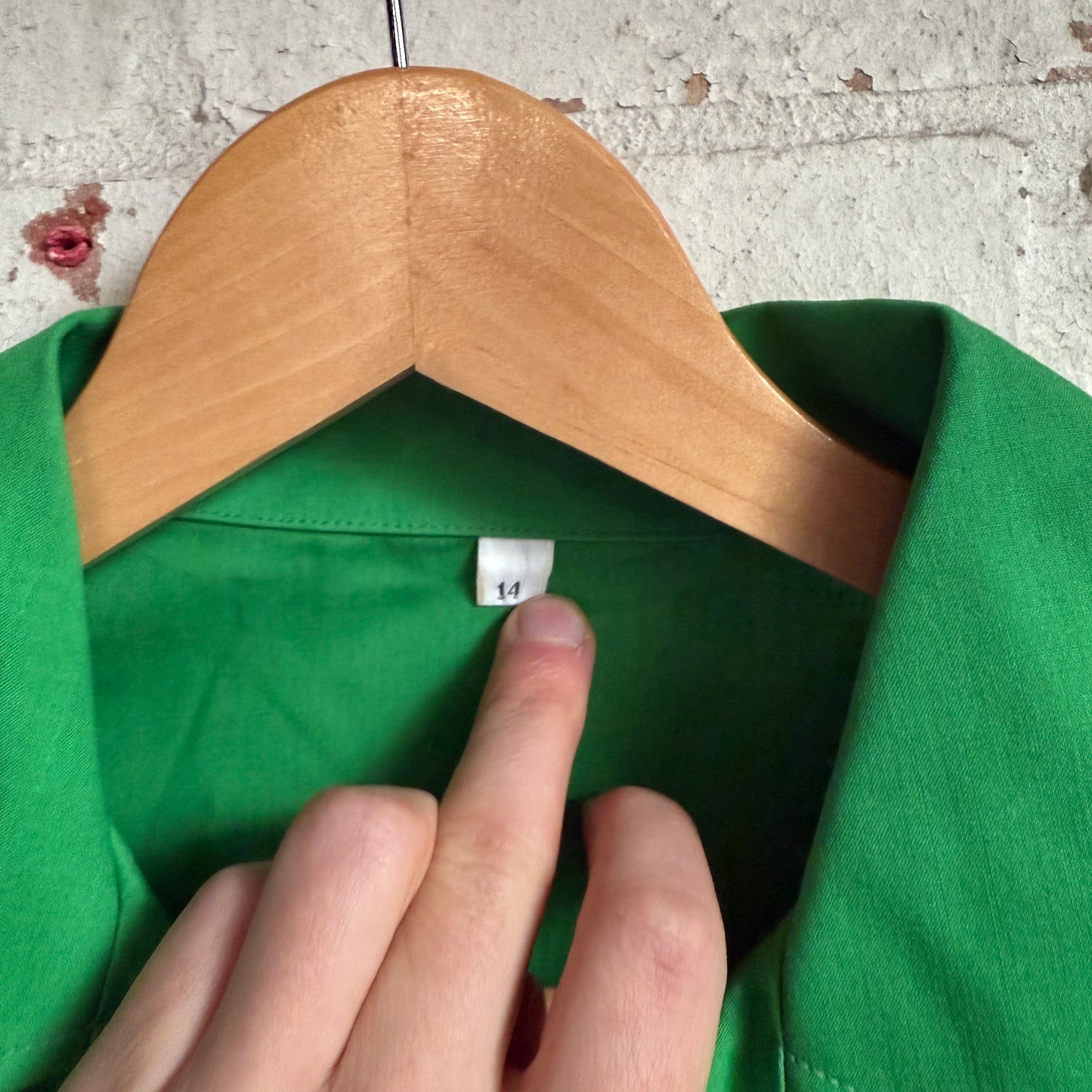 1970s Green Dagger Collar Cotton Shirt