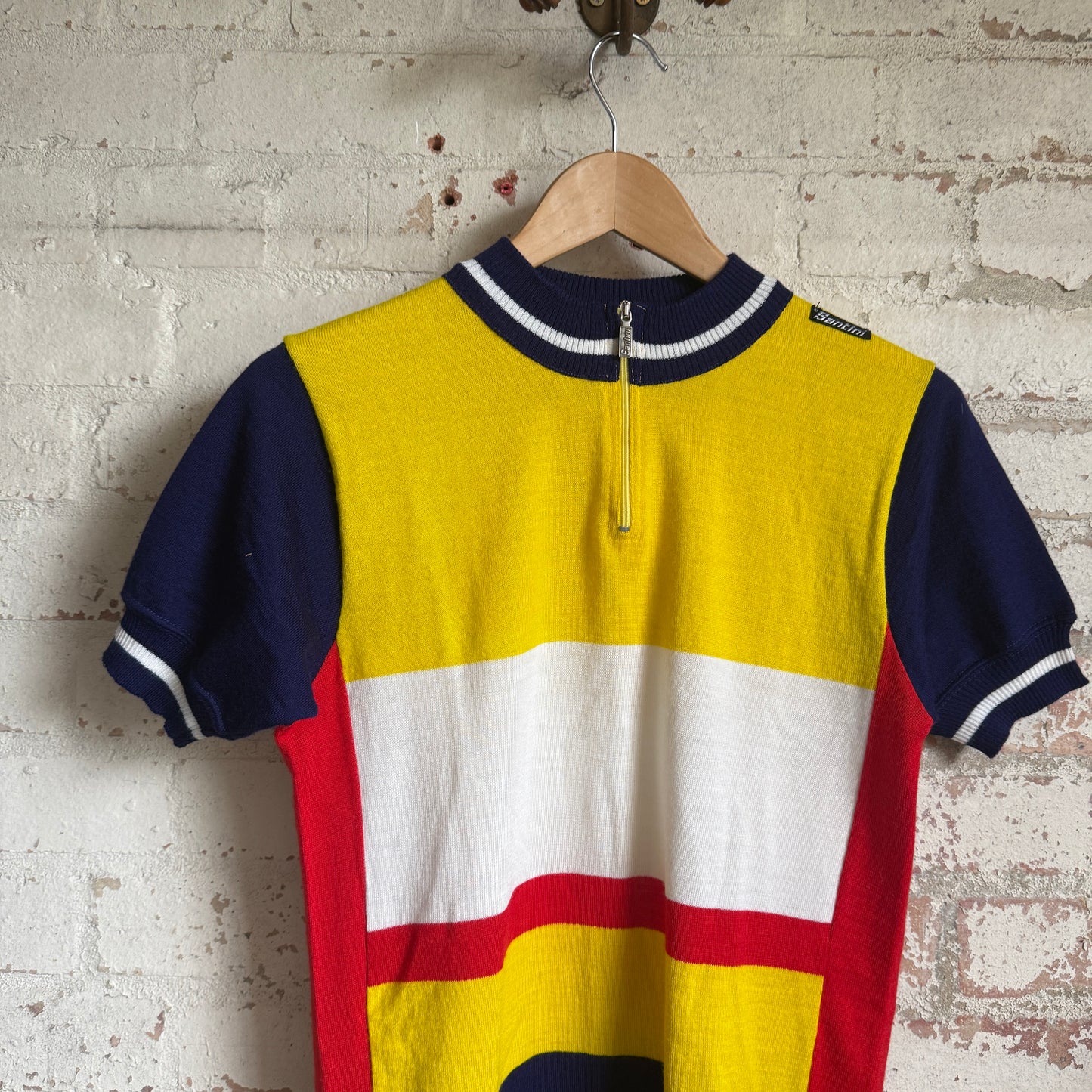 1980s Multicoloured Italian Knitted Cycling Zip Shirt
