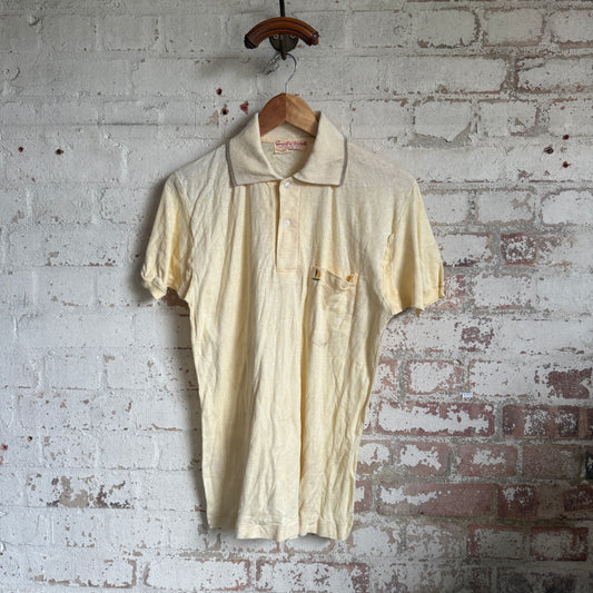 1960s Beige British Cotton Polo Shirt