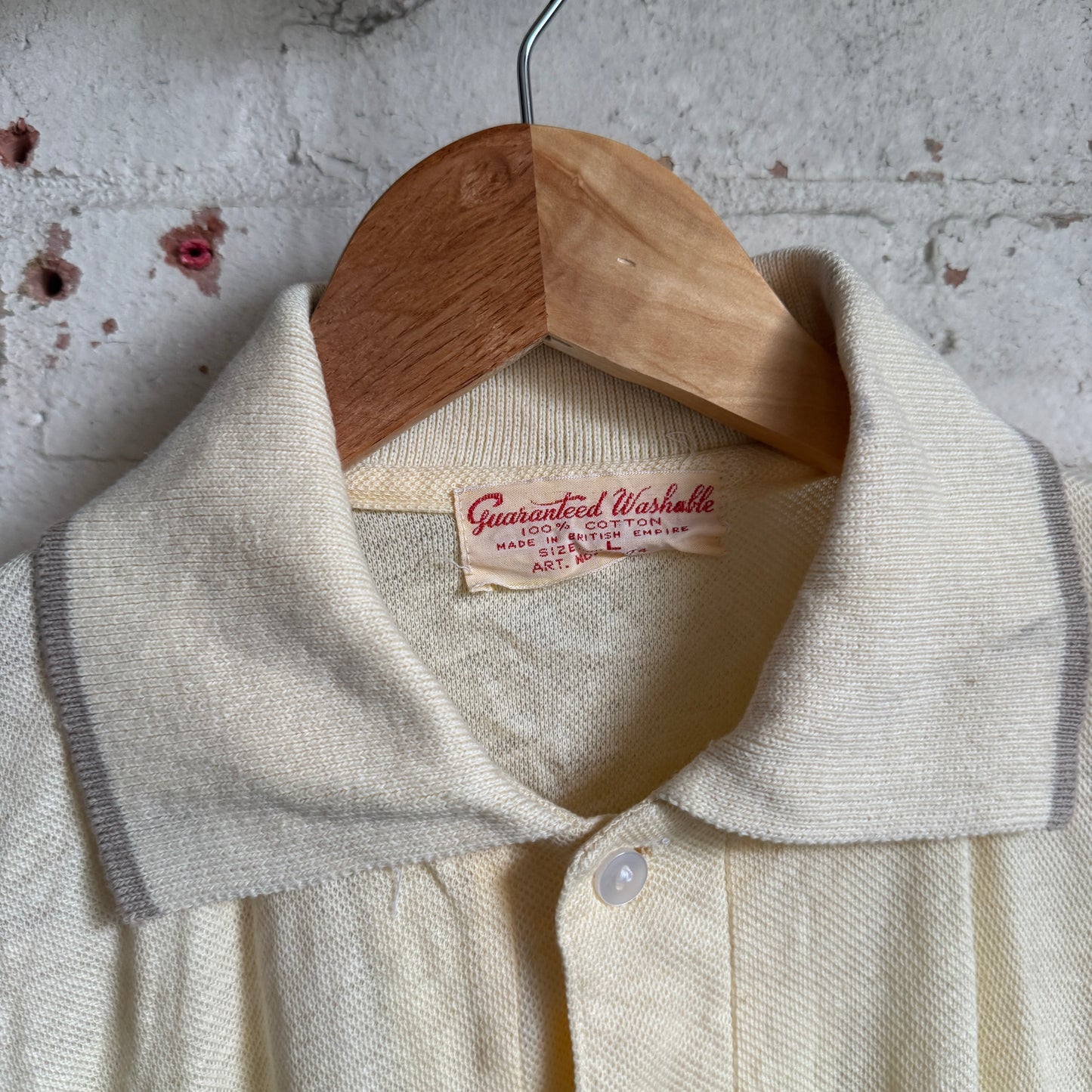 1960s Beige British Cotton Polo Shirt