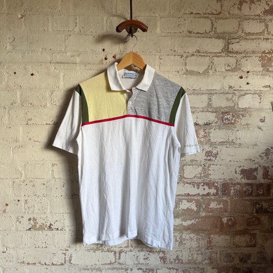 1980s White Adidas Tennis Polo Shirt Top