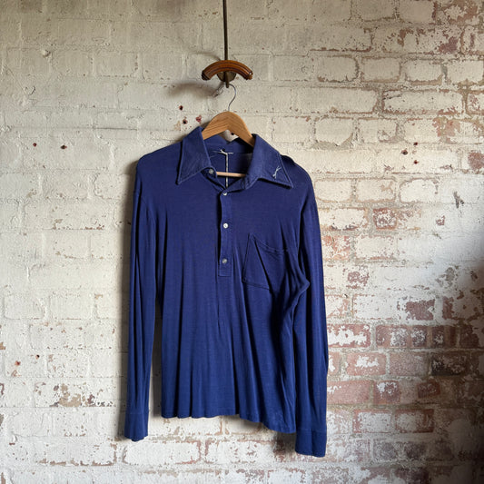 1970s Navy Blue Slazenger Long Sleeve Shirt