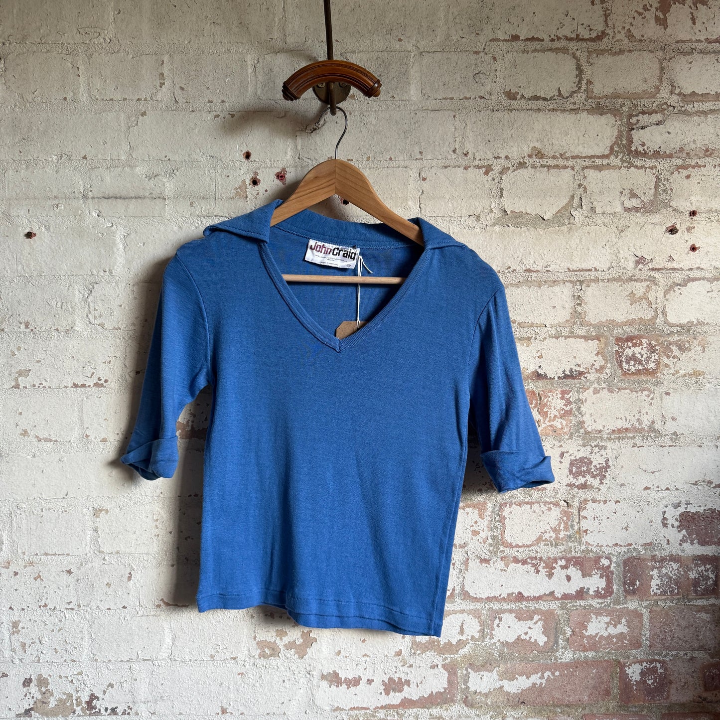 1970s Blue John Craig Polo Shirt Top