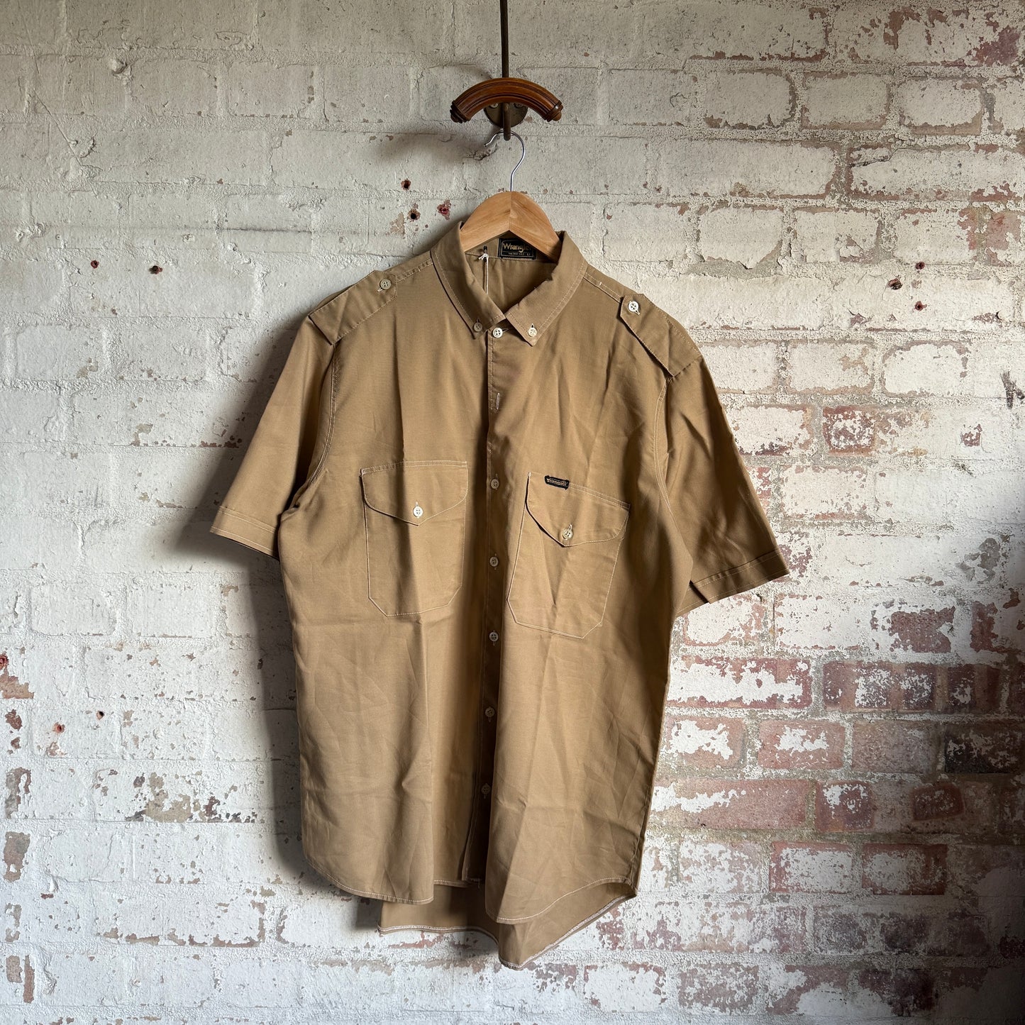 1980s Beige Wrangler Safari Style Shirt