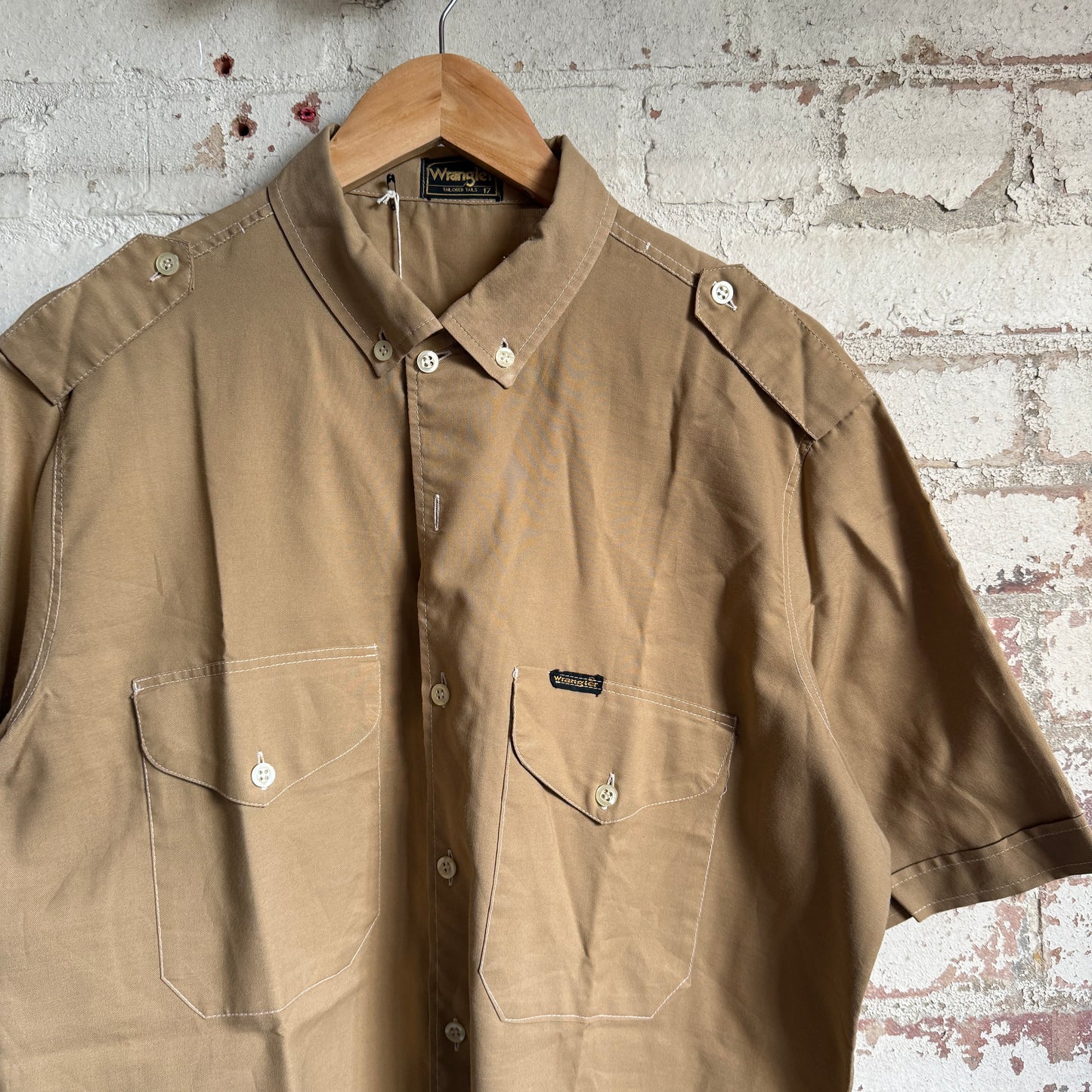 1980s Beige Wrangler Safari Style Shirt