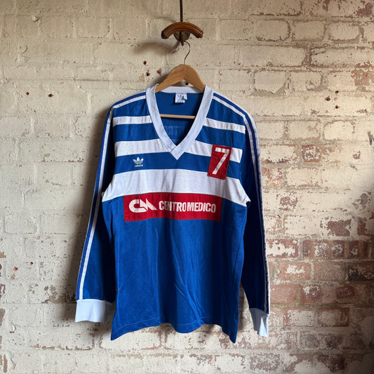 1980s Blue Adidas Football Template Long Sleeve Shirt
