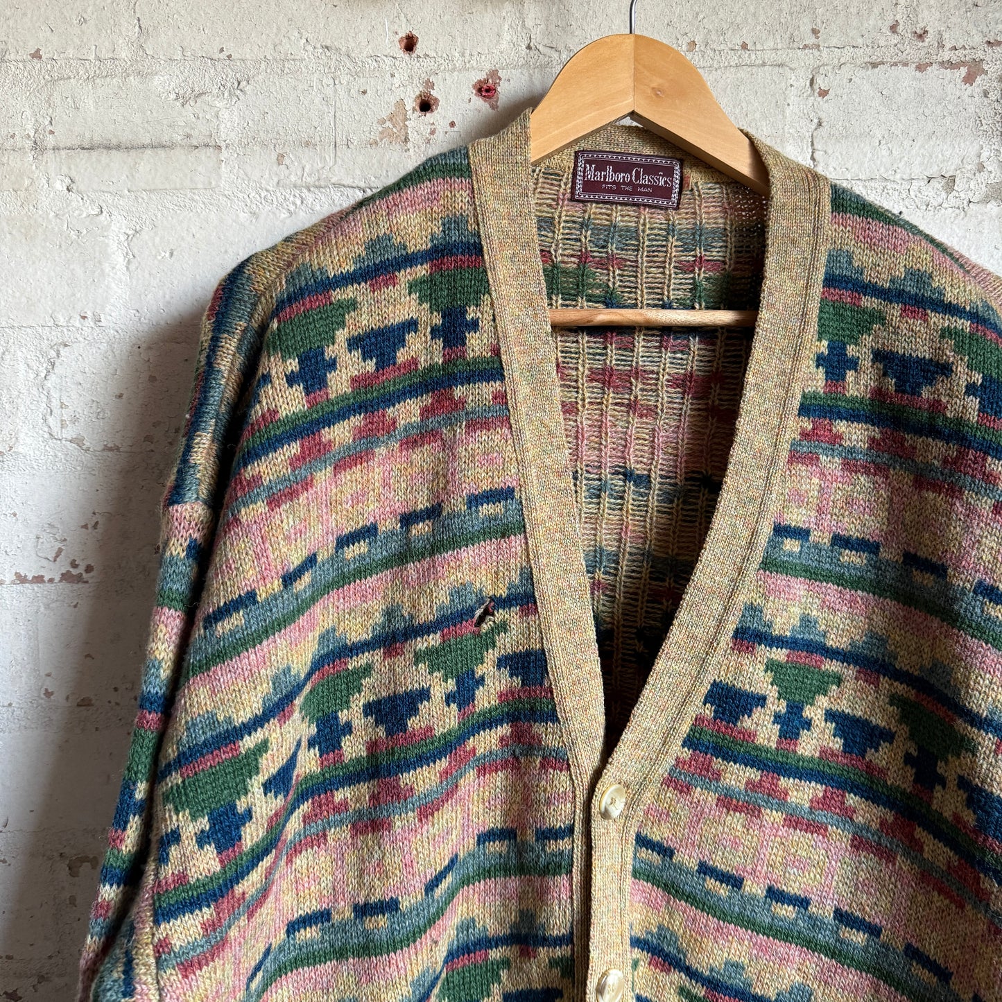 1980s Marlboro Aztec Knitted Cardigan Jumper