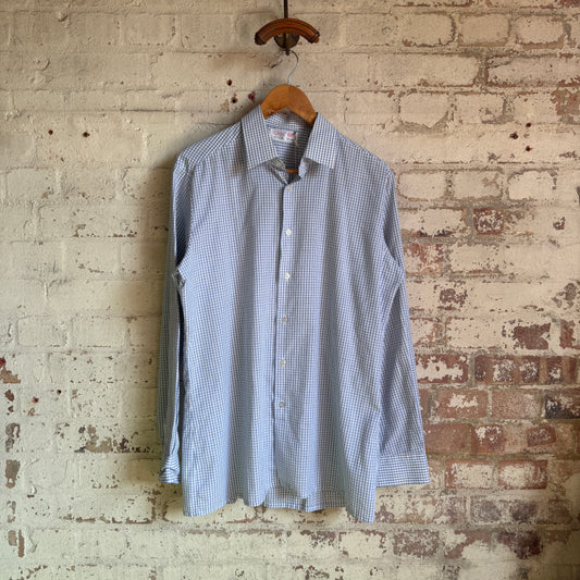 1980s Blue St Michaels Checkered Button Shirt