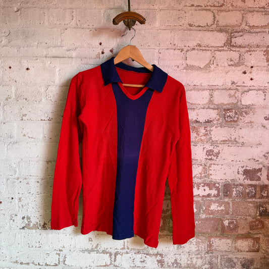 1960s Red and Blue Football Jersey Top