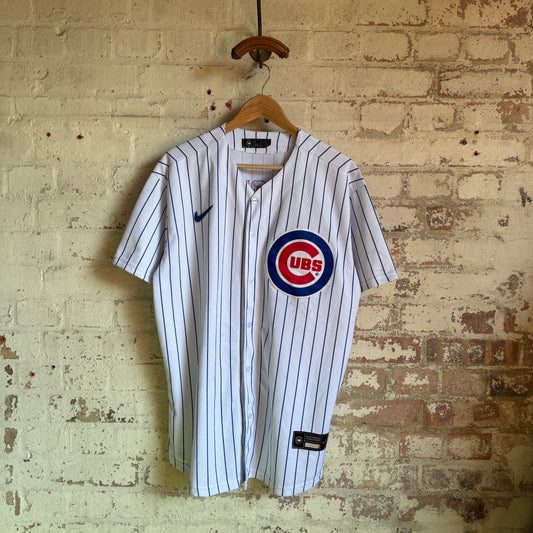 Vintage White Nike Striped Chicago Cubs Jersey