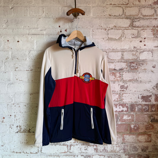 1980s Beige Hooded Zip Track Top