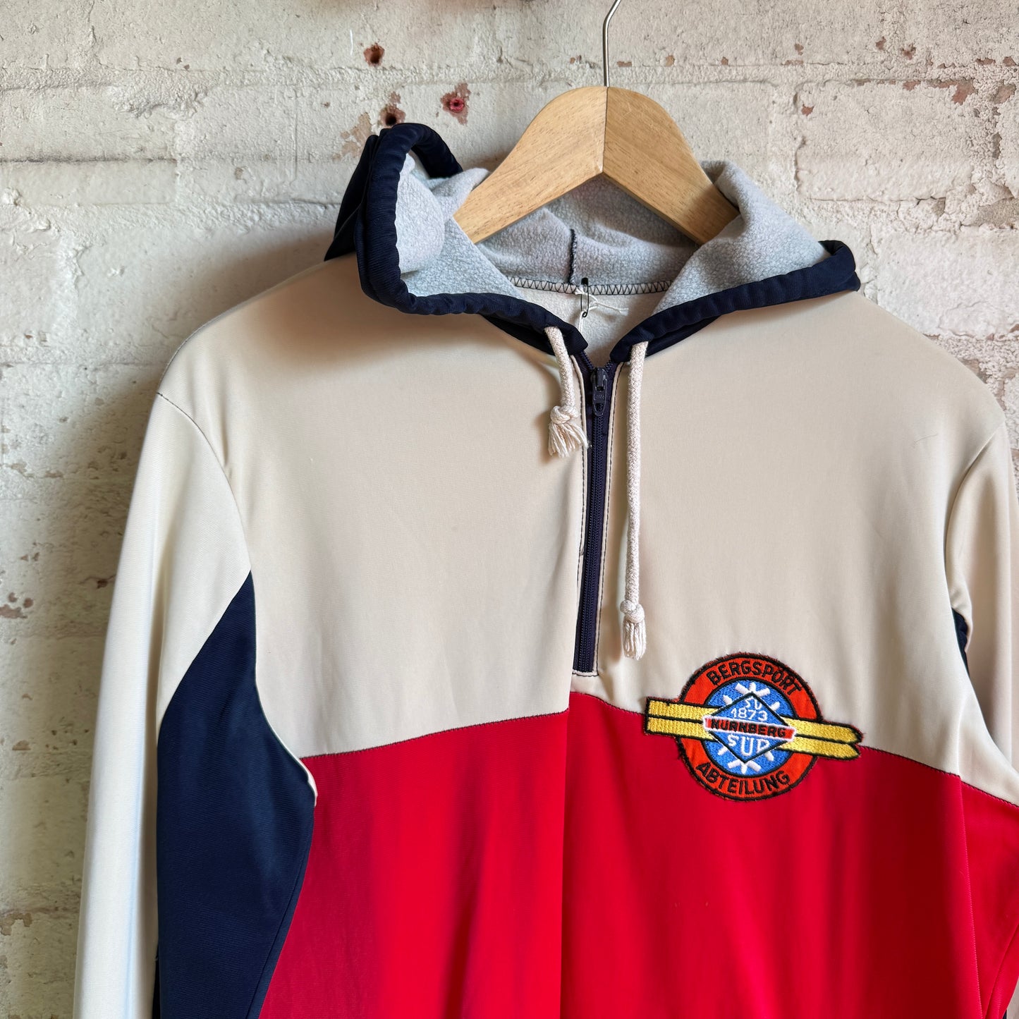 1980s Beige Hooded Zip Track Top