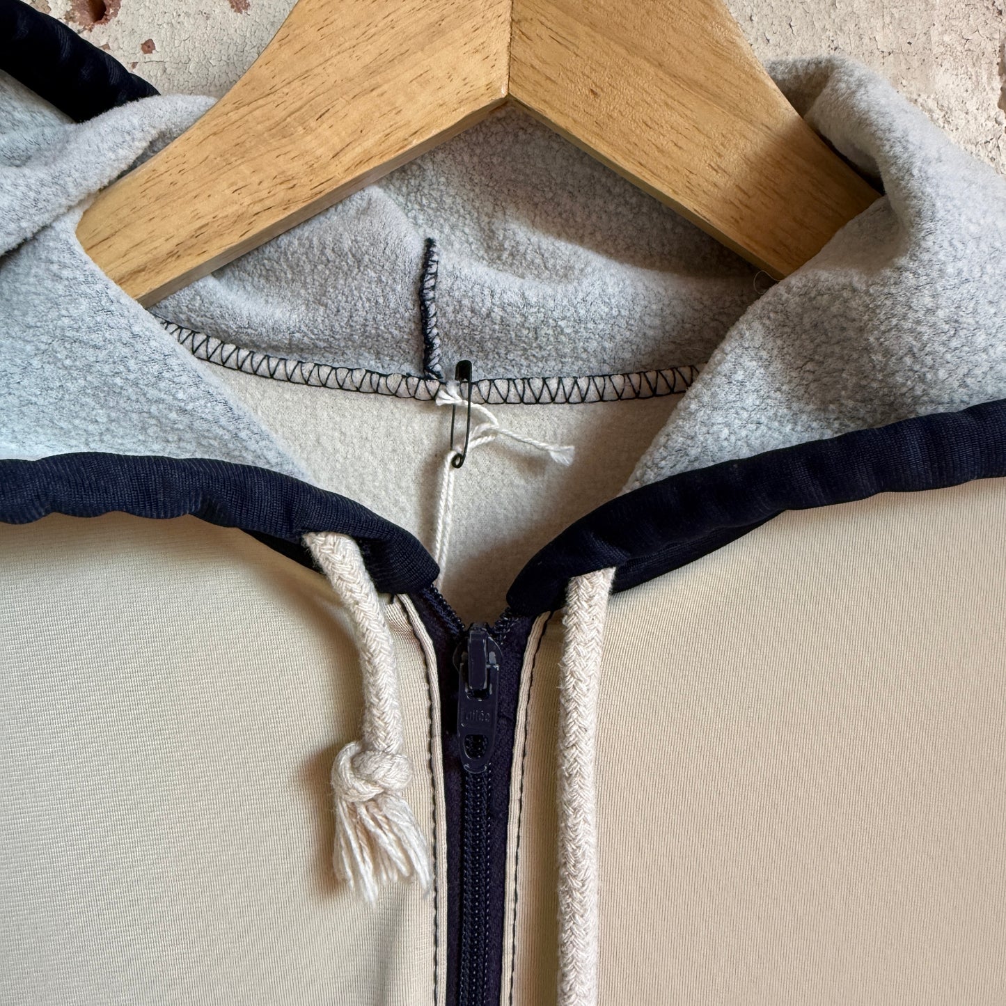 1980s Beige Hooded Zip Track Top