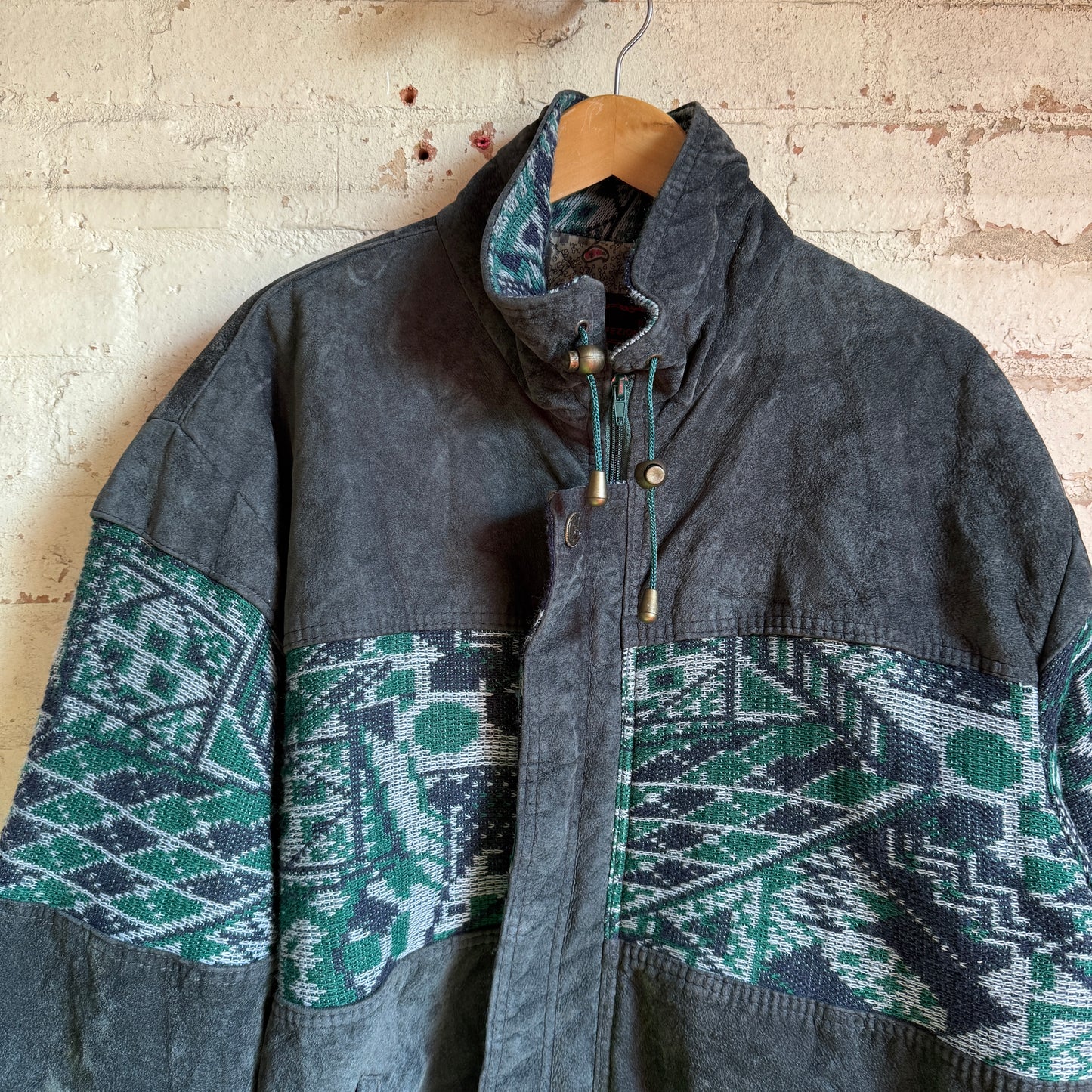 1980s Dark Green Italian Aztec Bomber Jacket