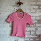 1970s Pink Knitted Erica Budd T-Shirt Top