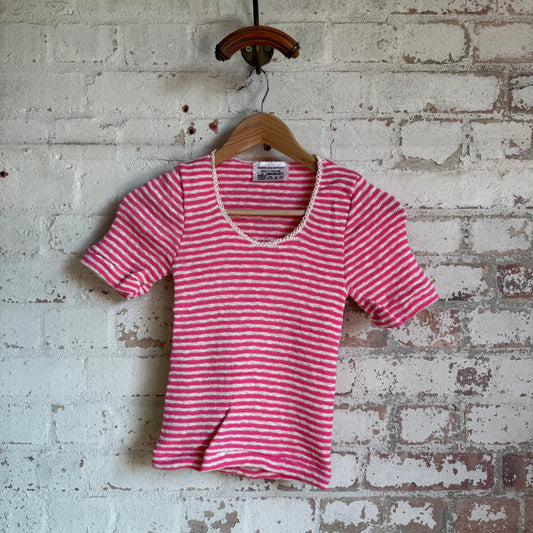 1970s Pink Knitted Erica Budd T-Shirt Top