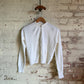1970s White Knitted Button Up Cardigan Jumper