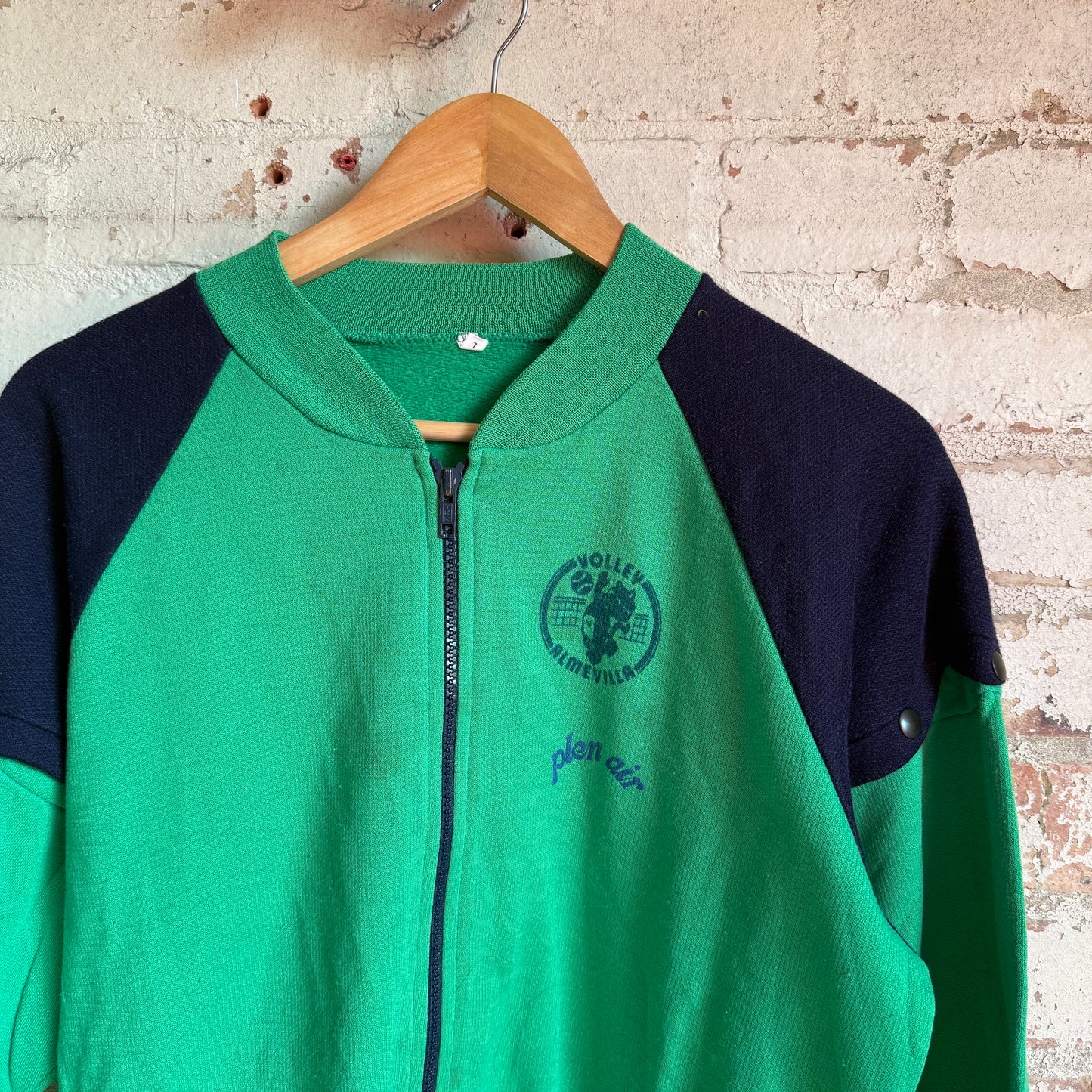 1980s Green and Navy Volleyball Track Top
