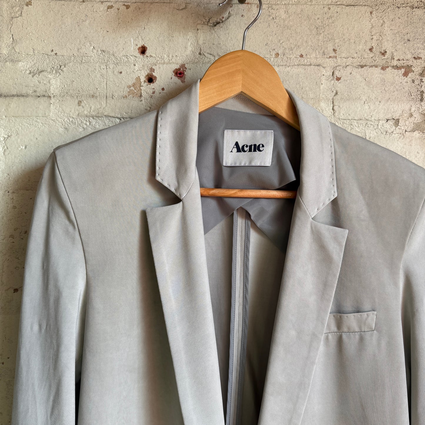 Grey Acne Long Jumper Blazer Jacket