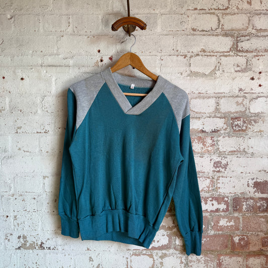 1960s Turquoise Unusual British Sweatshirt
