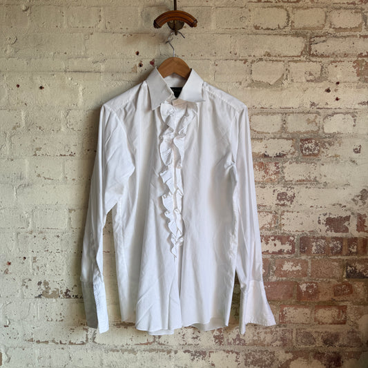 1970s White British Formal Ruffle Shirt