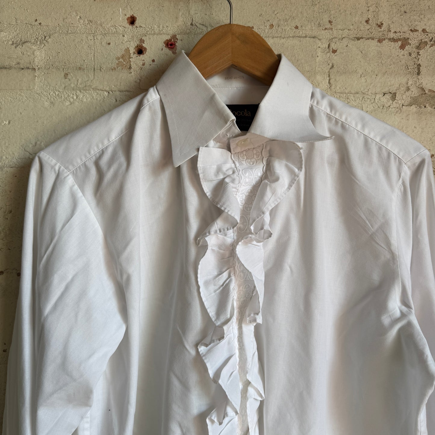 1970s White British Formal Ruffle Shirt
