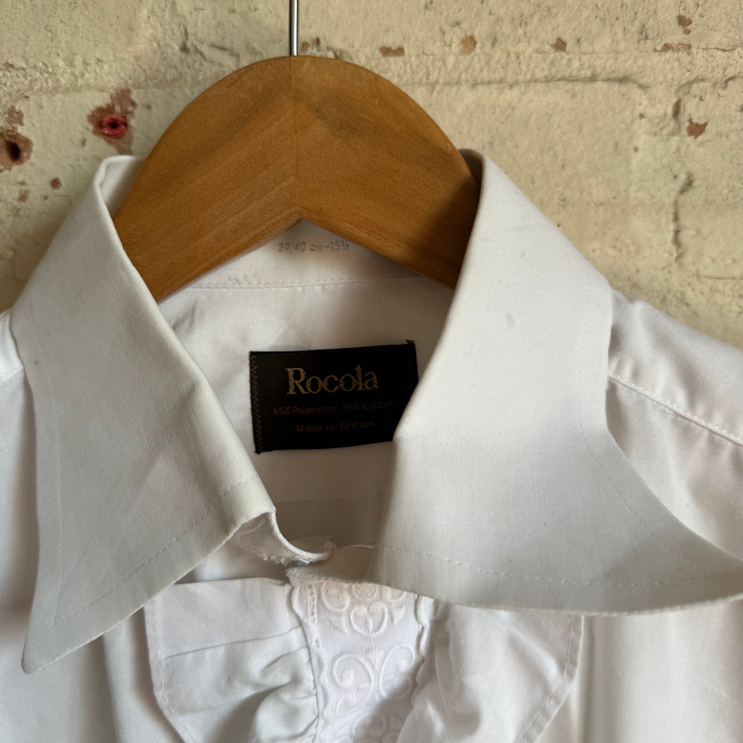1970s White British Formal Ruffle Shirt