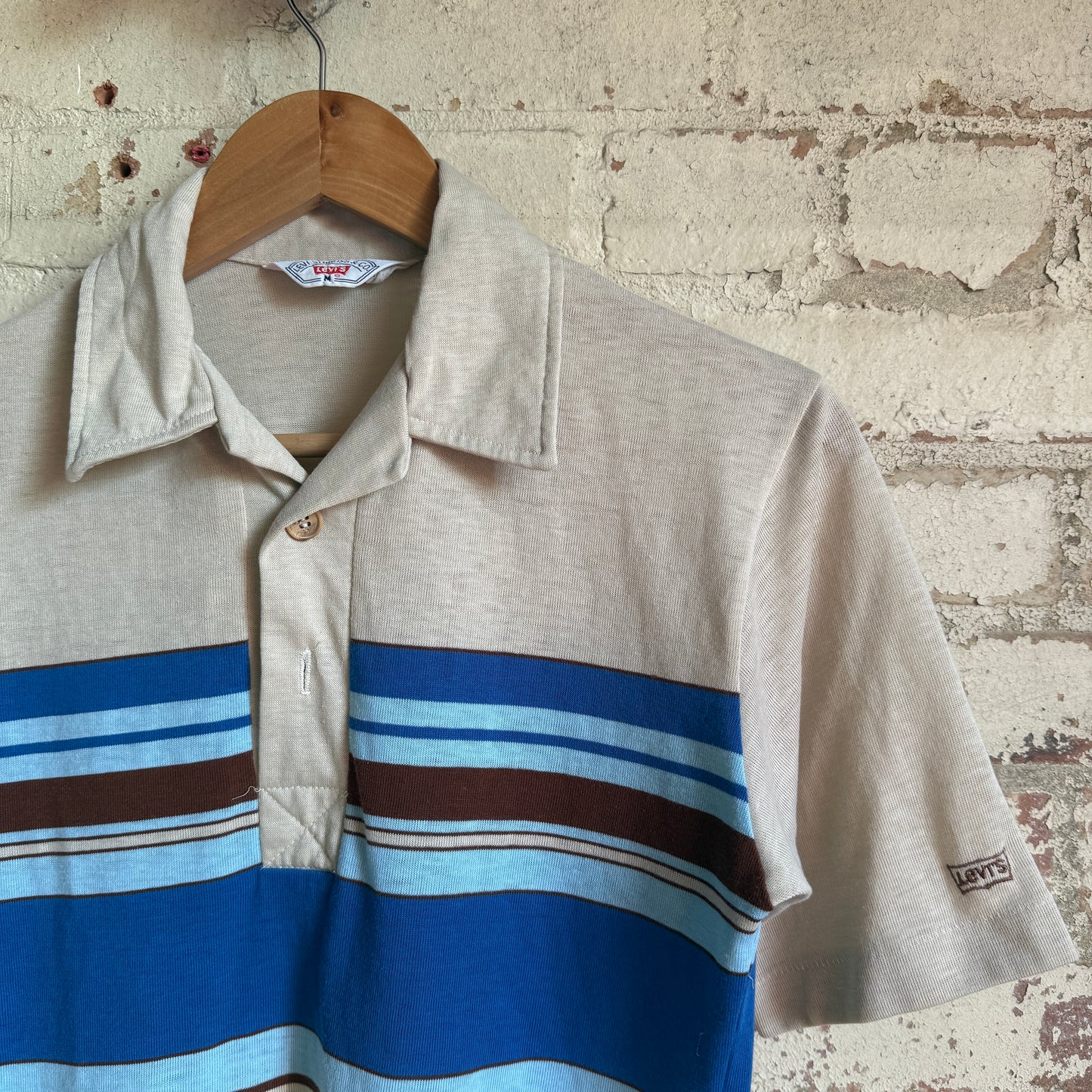 1970s Beige Levis Polo Shirt Top