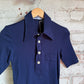1970s Navy Italian Polo Shirt Top