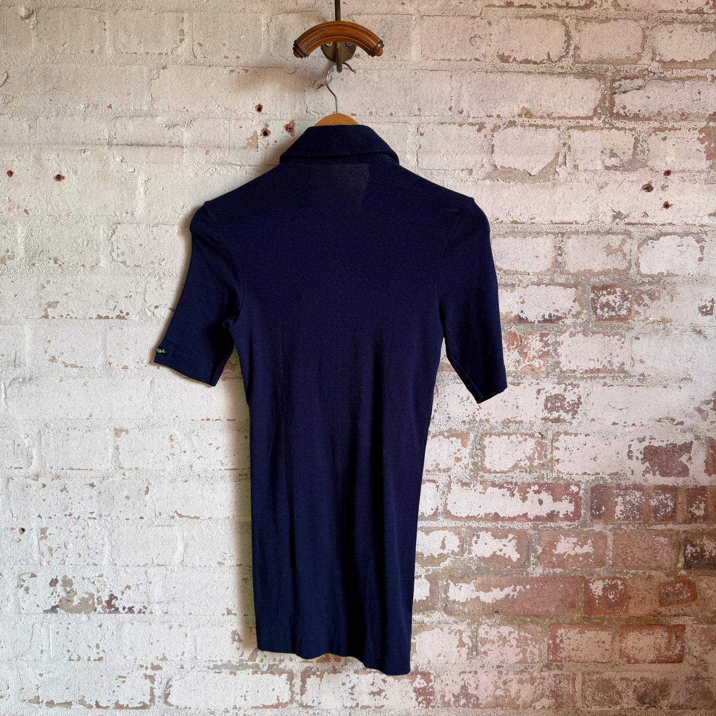 1970s Navy Italian Polo Shirt Top