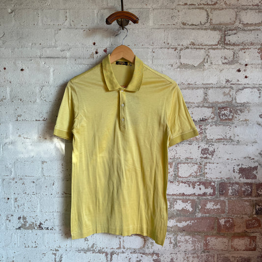 1980s Yellow Italian Cotton Polo Shirt Top