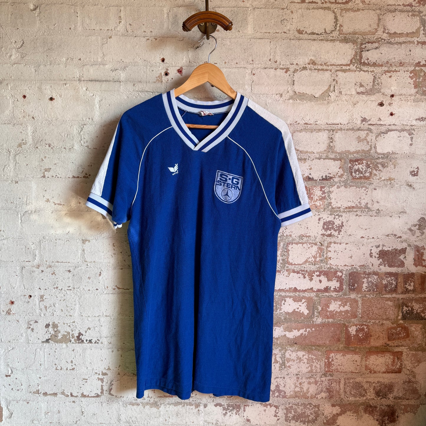 1980s Blue Mercedes Graphic Sports T-Shirt