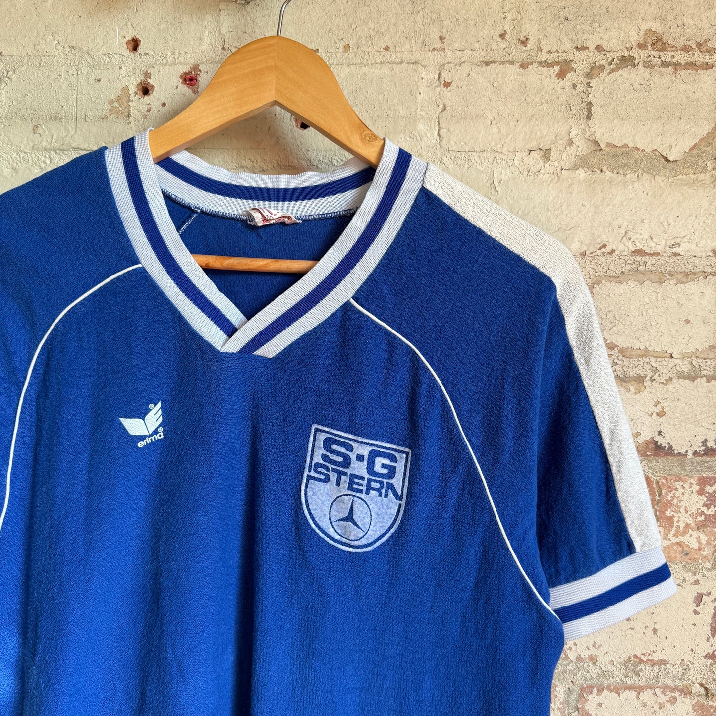1980s Blue Mercedes Graphic Sports T-Shirt
