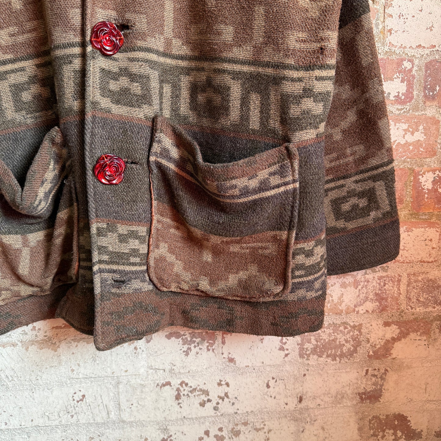1980s Unusual Wool Aztec Jacket