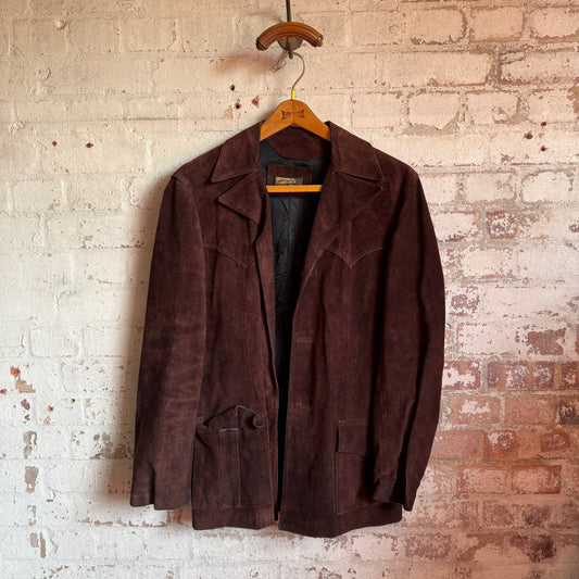 1970s Brown Suede Long Jacket