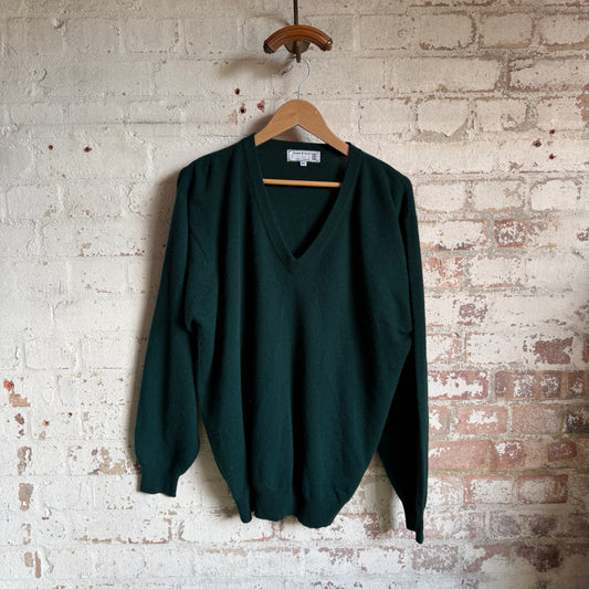 1990s Green 100% Cashmere Knitted Jumper
