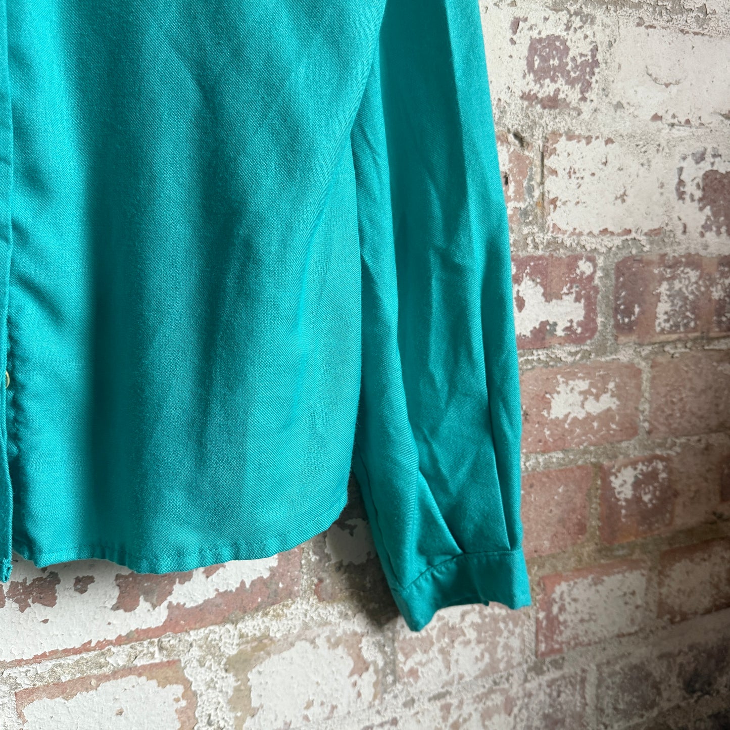 1980s Turquoise Cotton Button Up Shirt