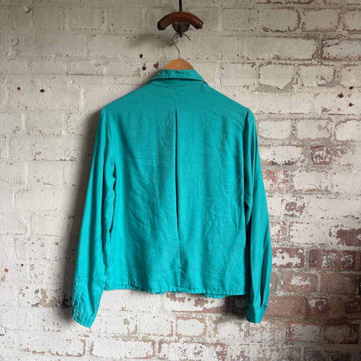 1980s Turquoise Cotton Button Up Shirt