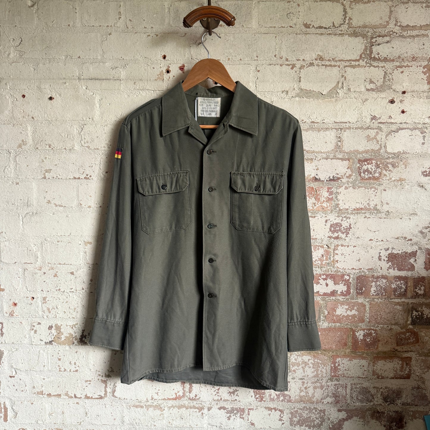 1980s Khaki Green German Military Button Shirt